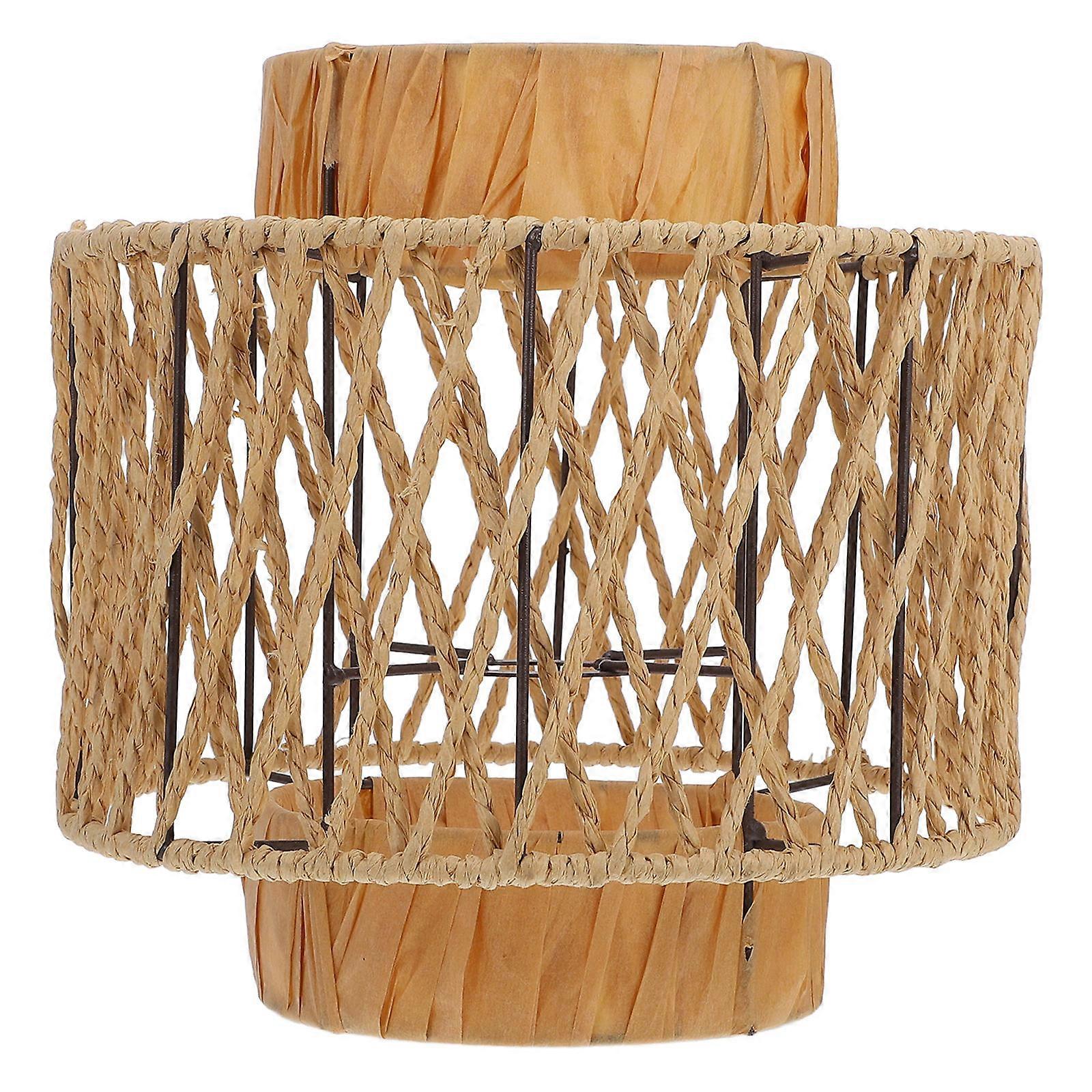 Woven Lampshade Bohemian Style Pendant Light Cover Khaki 25.00X25.00X25.00CM Light Diffusion 1Pack