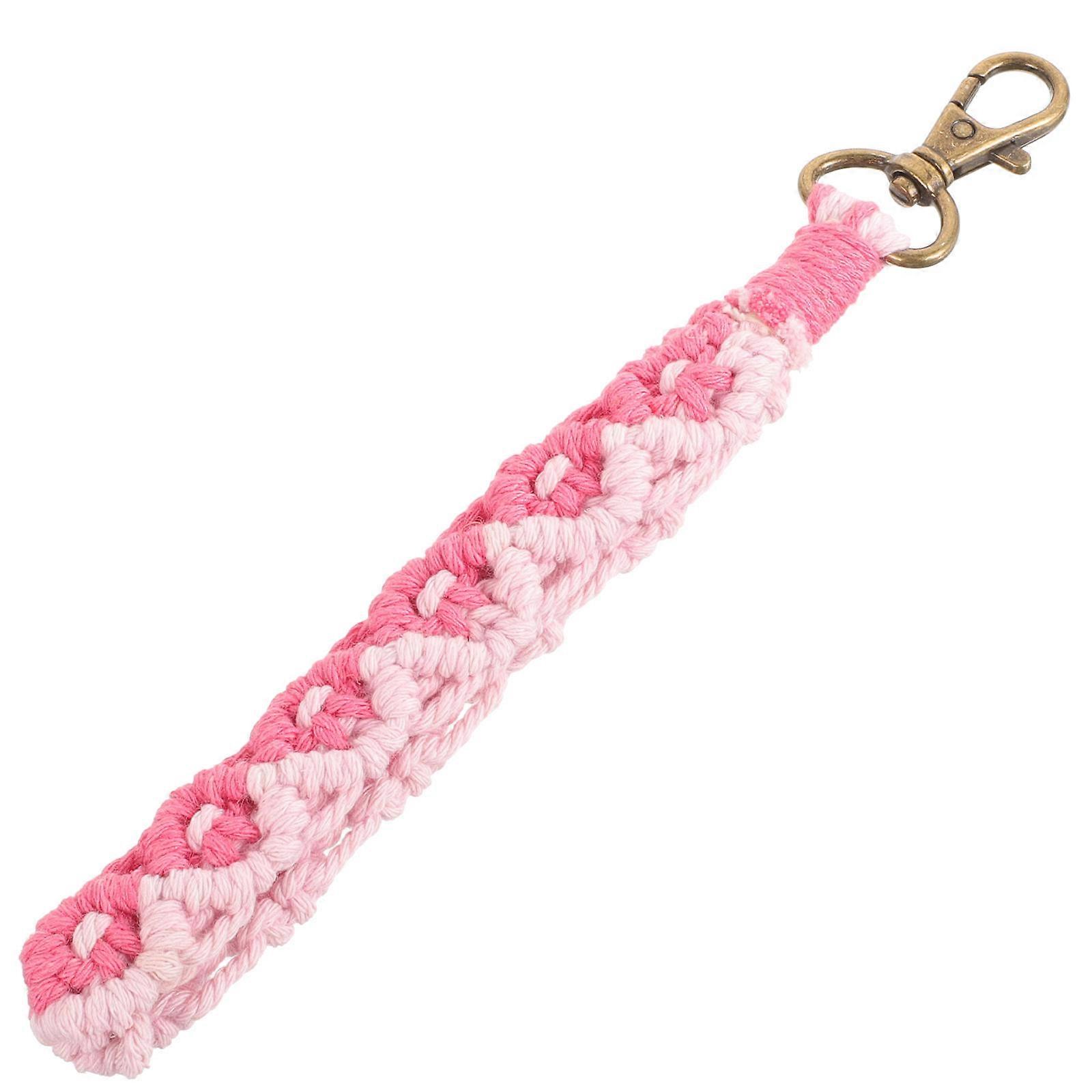 Wrist Keychain Keychain Wristlet Weaving Wallet Accessory Bohemian Small and Compact Pink 1Set