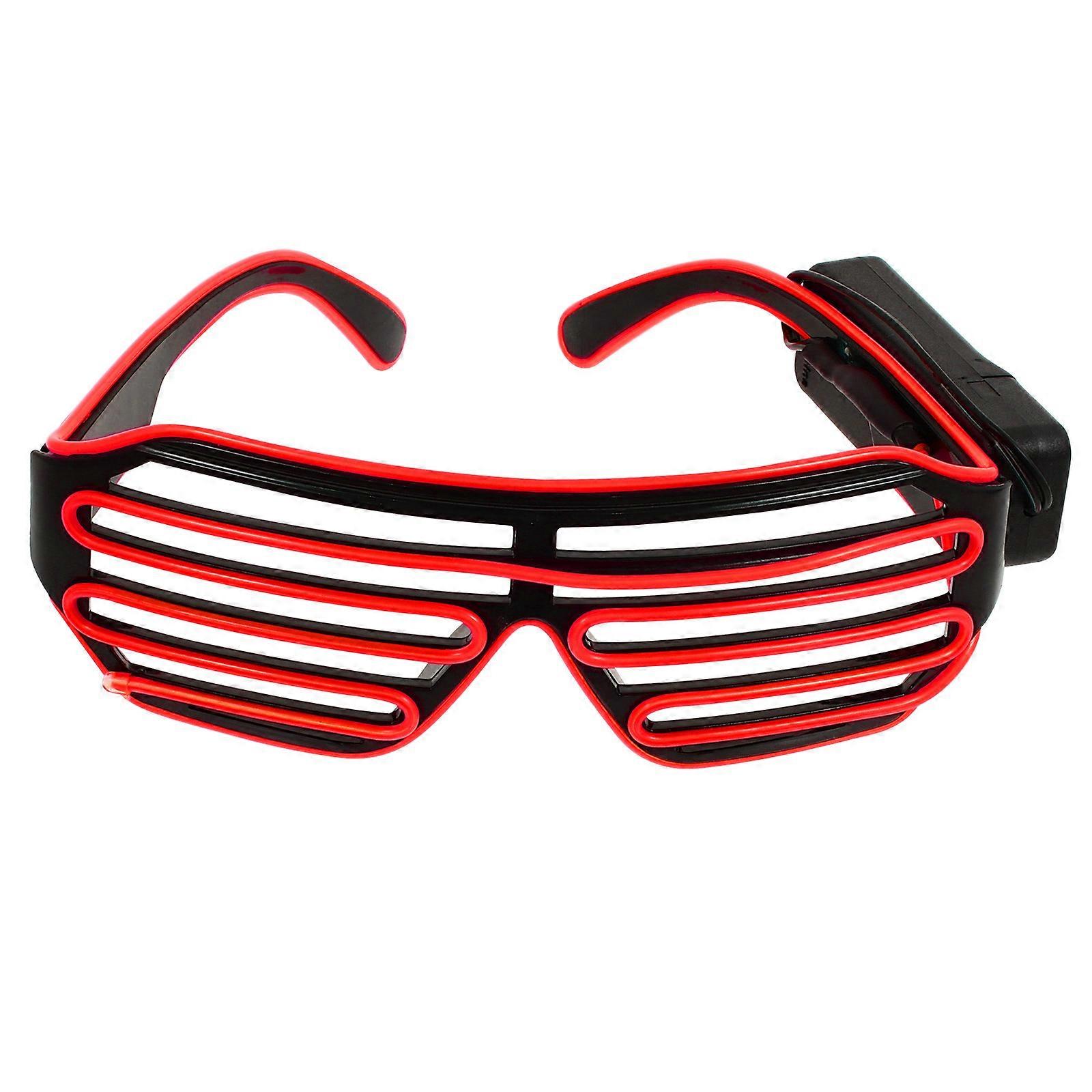 Luminous Led Glasses Round Party Frame For Nightclub Dancing Red 1Pair