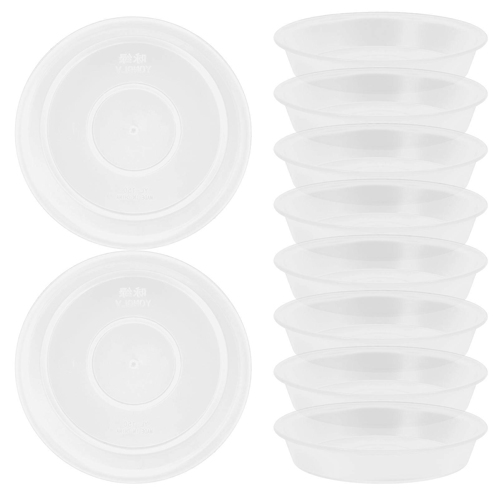 Clear Plastic Plant Saucers (10pcs) – Durable Lightweight Drip Trays for Flower Pots and Planters to Catch Excess Water