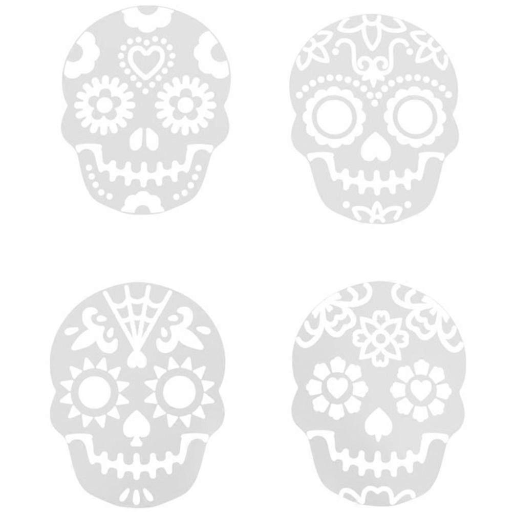 Skull Cake Spray Stencil Set for Halloween Baking Includes 4 White Pieces