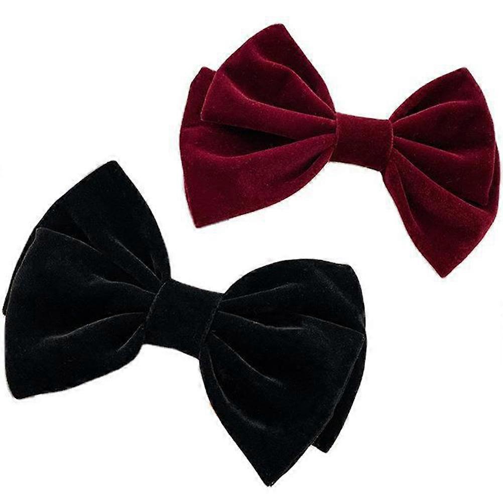 Chic Minimalist Bow Barrettes for Women Comfortable for Long-term Wear 2Pcs Velvet Material