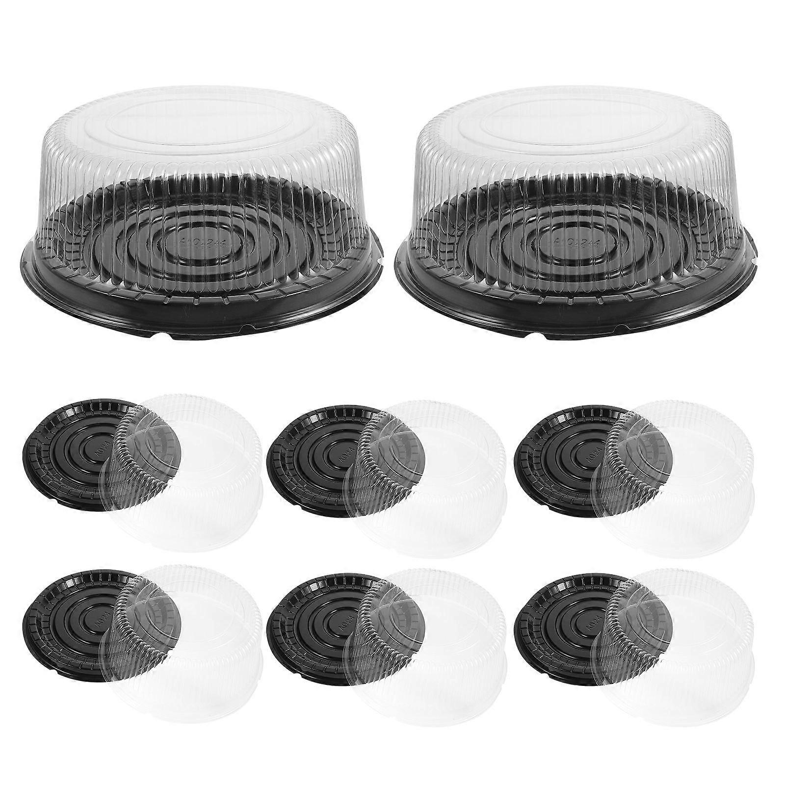 Small Cake Container Round With Lid Reusable Plastic Box For Birthday 10Pcs
