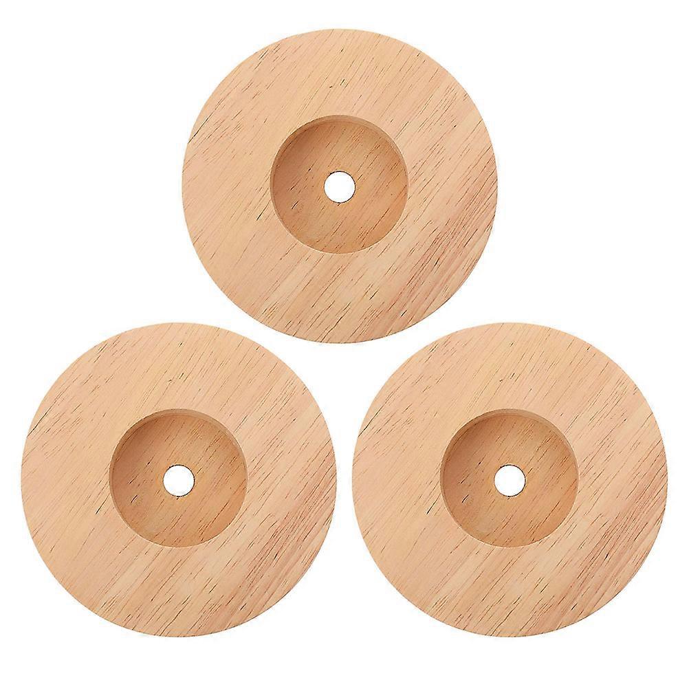 Light Stand Base Solid Wood Lamp Base Study Room 3.9X3.9X0.8in 3Pcs