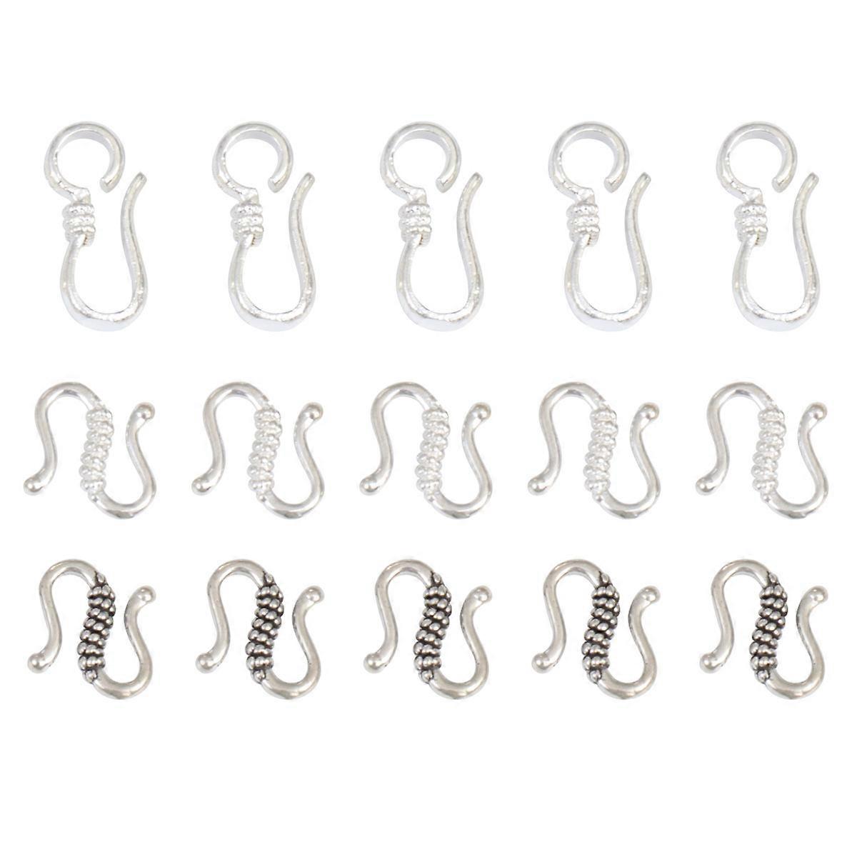 40pcs Silver Plated Copper S Hook Clasps for Jewelry Making – Lightweight Bracelet Buckle Connectors for DIY Accessories, Assorted Styles for Custom