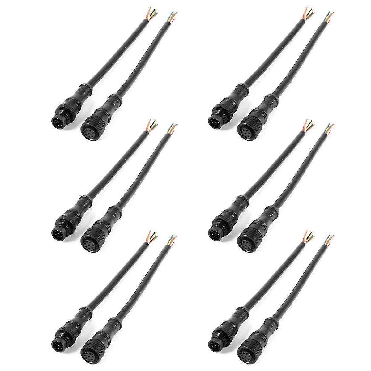 8 Pin M/F Plug Waterproof Connector Cable Black