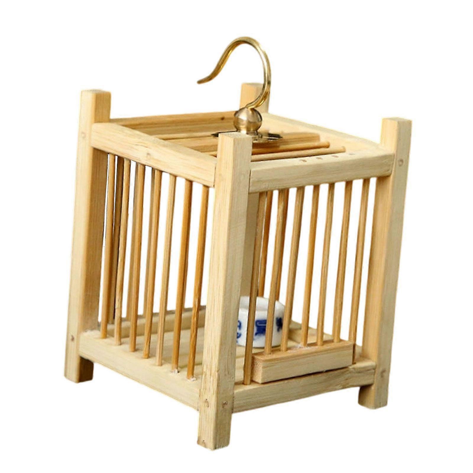 Grasshopper Cage Birdcage Portable Handcrafted Display Square Premium Bamboo