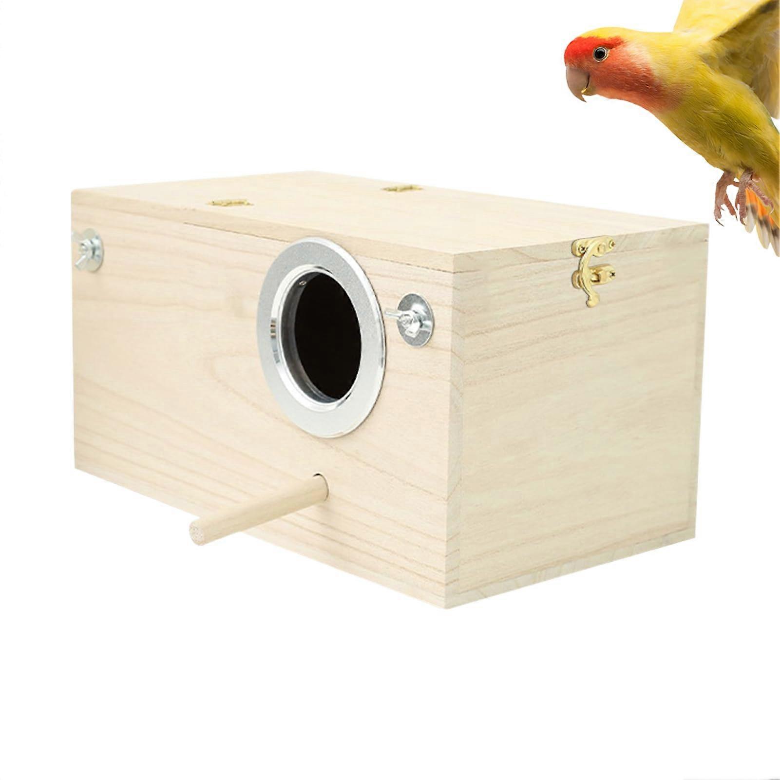 Parrot Nest Box – Wooden Bird House for Indoor and Outdoor Use – Ideal for Lovebirds and Small Birds – Garden Habitat