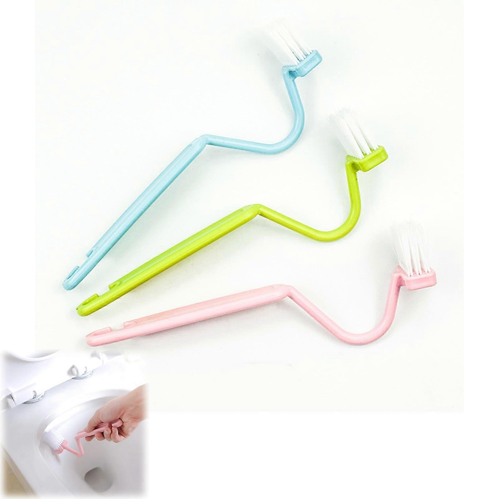 Toilet Brushes Set of 3 with Long Handle and Edge Cleaner for Deep Cleaning Curved Design Durable Bristles