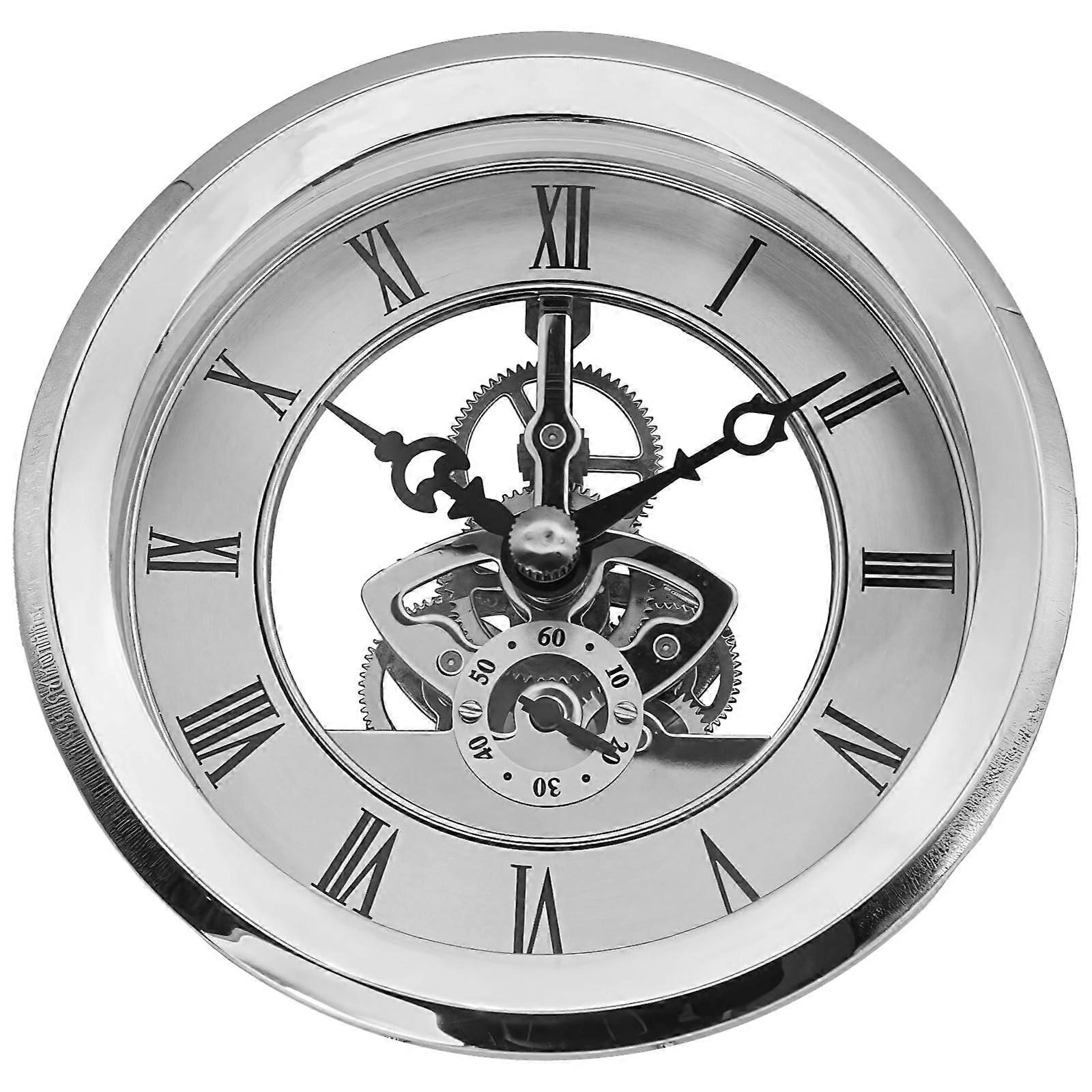 Mini intervention with skeleton design, Roman numerals, mirror hands and metal frame, transparent back ideal for office or home watch