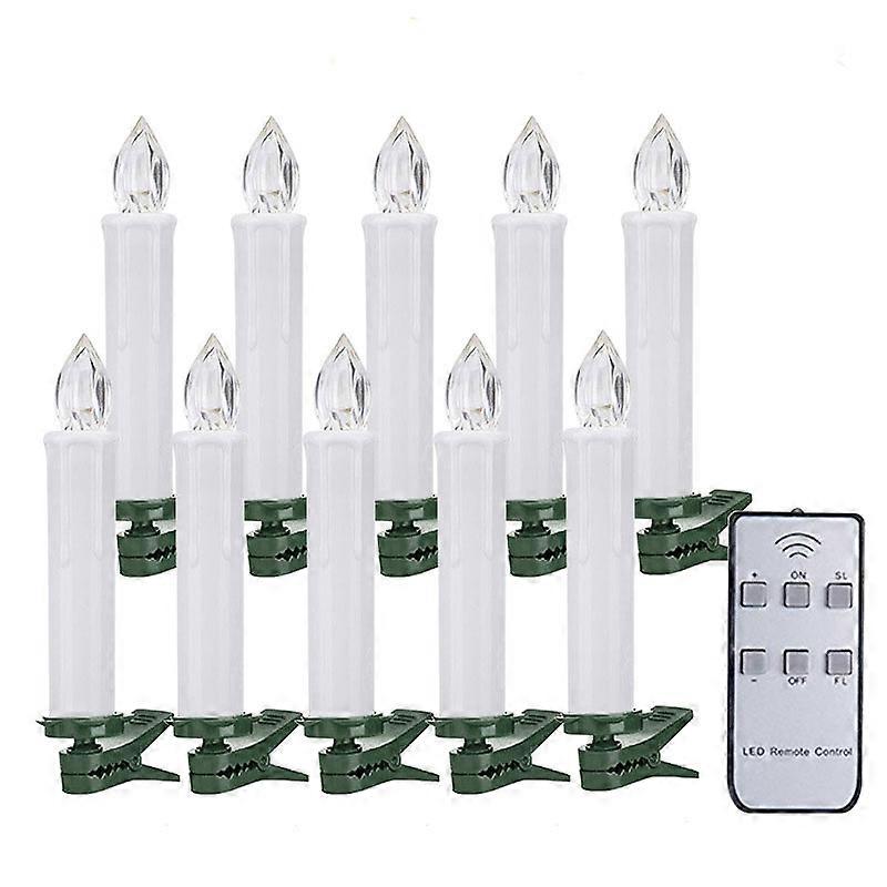 10 PCS LED Window Candles with Remote Timer, Battery Operated Flameless Taper Candles Light with Clips/Suction Cups Warm White Light for Christmas Hal