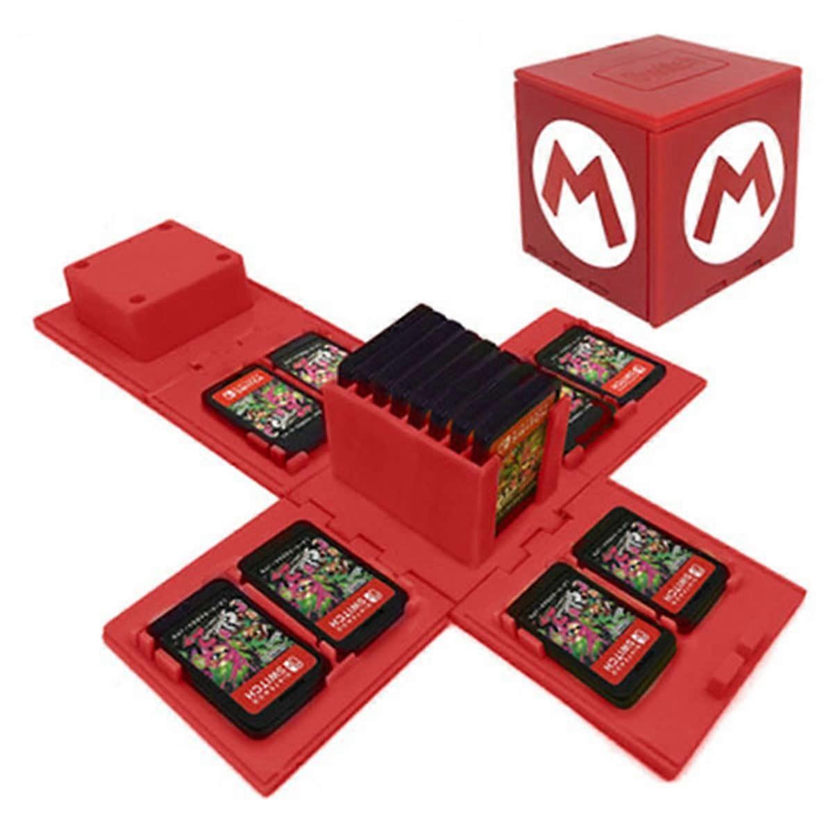 Foldable Mario Game Storage Box for Switch Game Cards Up, for Nintendo Switch Game Card Case Up to 16 Game Cards Mario-M