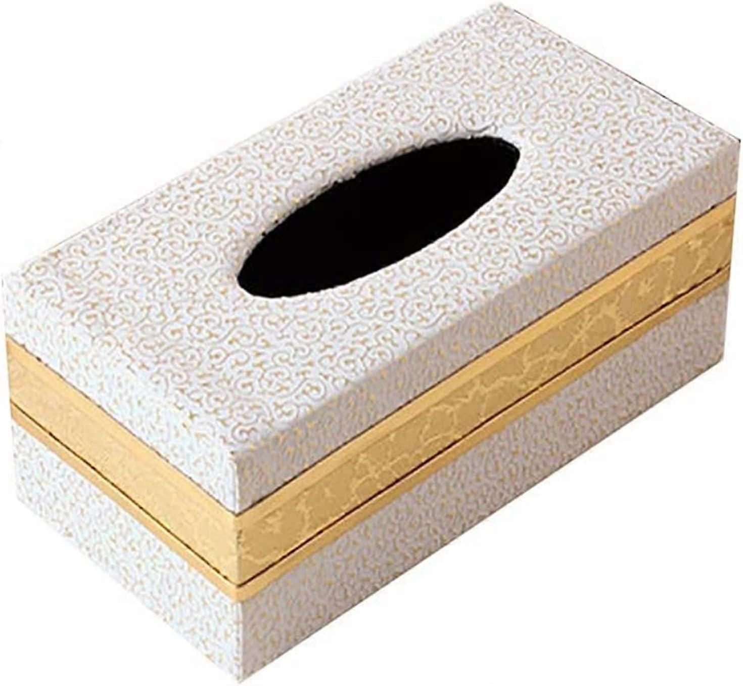 Napkin Storage Box PU Leather Roll Holder Tissue Box Rectangle For Desktop And Car Decoration White Cloud