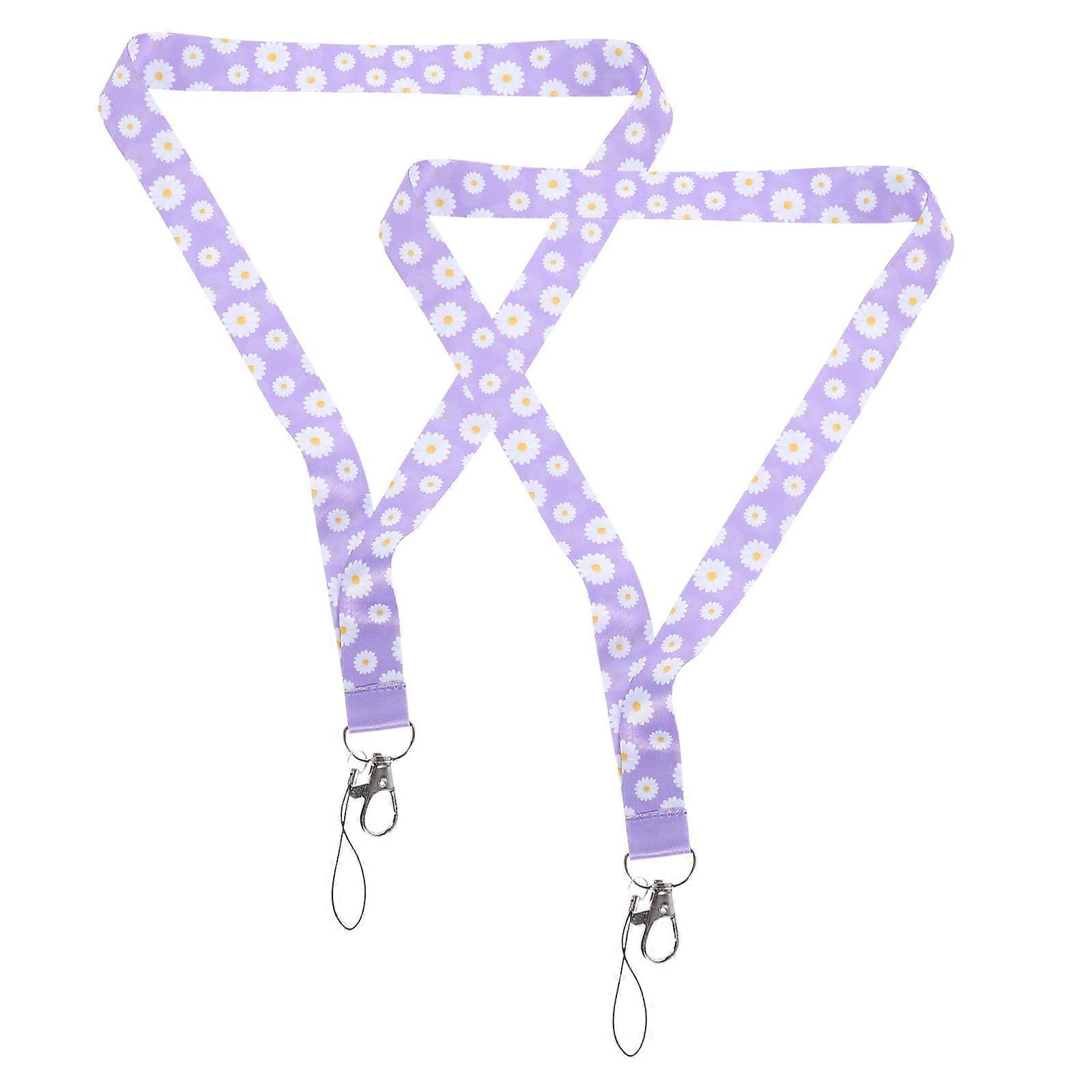 Daily Use Card Lanyards Phone Straps Young Adults Violet 45.00X2.50X0.10CM Keychain Holder 2Pcs