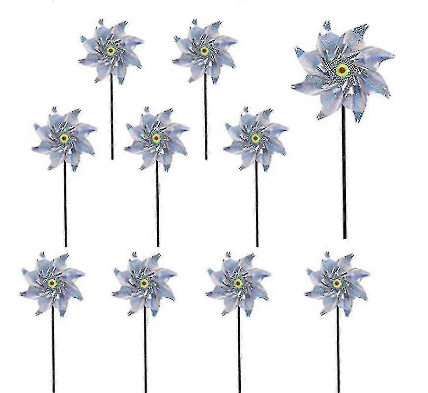 10 Pcs Windmill Reflector Bird Deterrent, Reflective Windmill Anti-Bird Device for Garden, Orchard, Yard