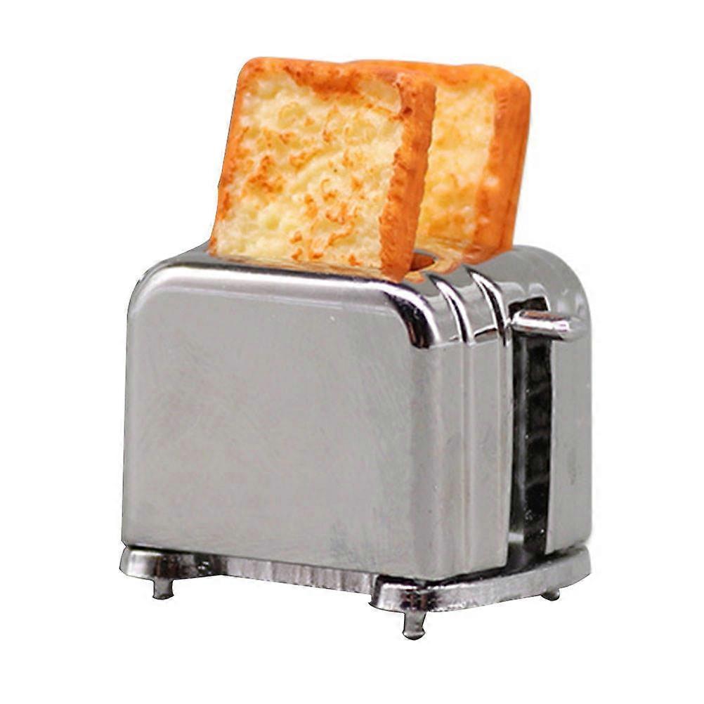 Mini Bread Maker Model Silver Base Miniature Kitchen Ornament Dollhouse Decor for Realistic House Scenes