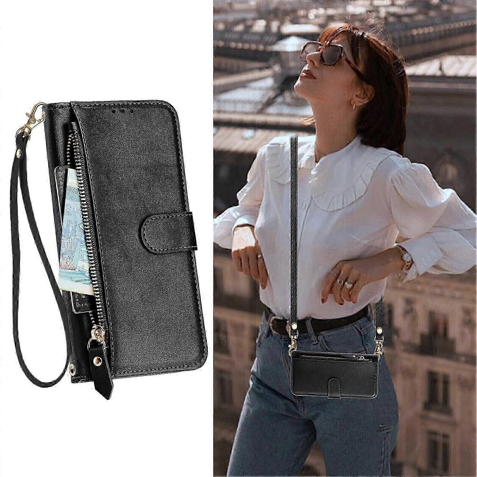 Galaxy S20 FE Case with Zipper Wallet & Detachable Crossbody Strap for 4G/5G Models