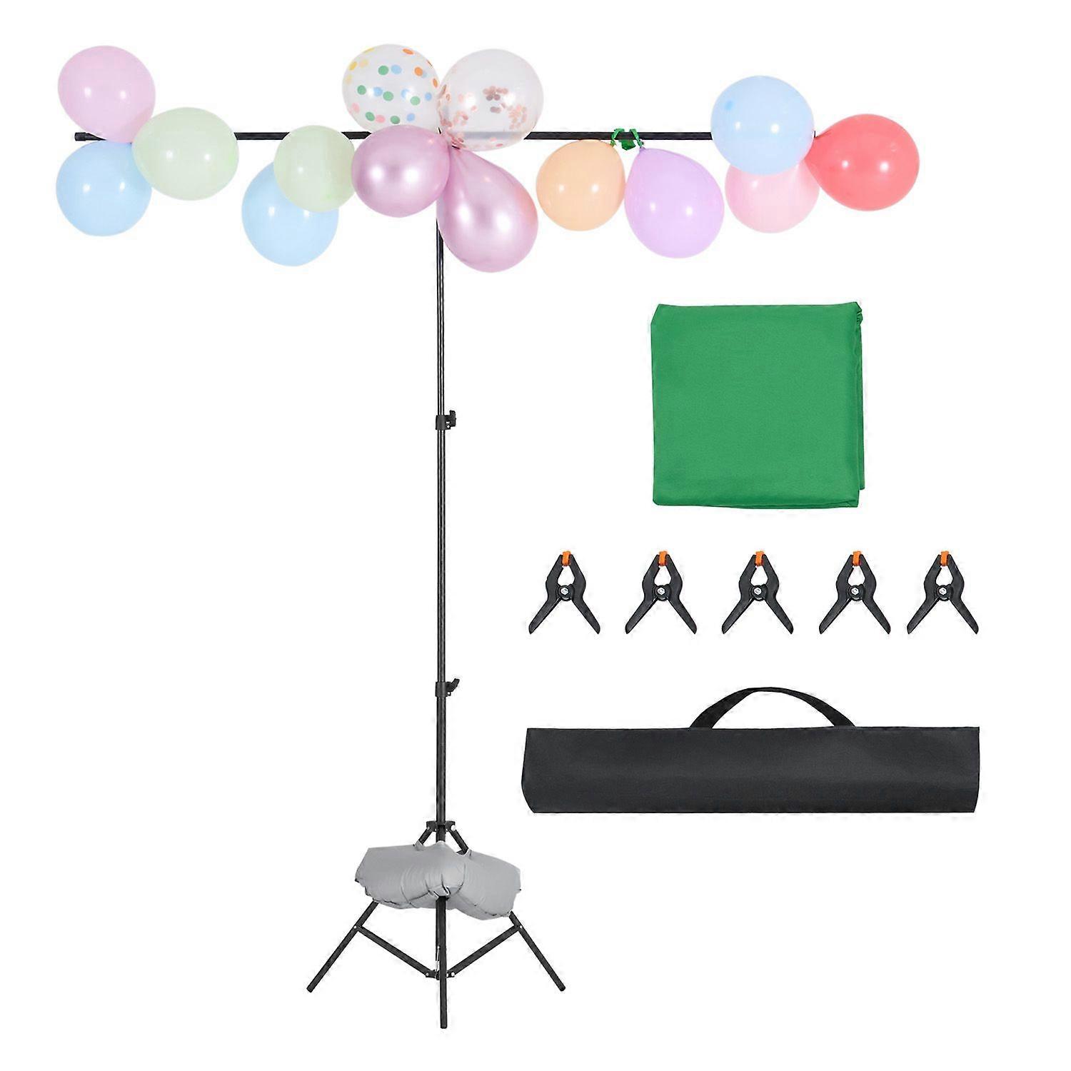 Support de toile de fond, kit de support de toile de fond photo réglable de 5 x 6,5 pieds, support de toile de fond portable avec 3 barres transversales, support d’écran de projecteur