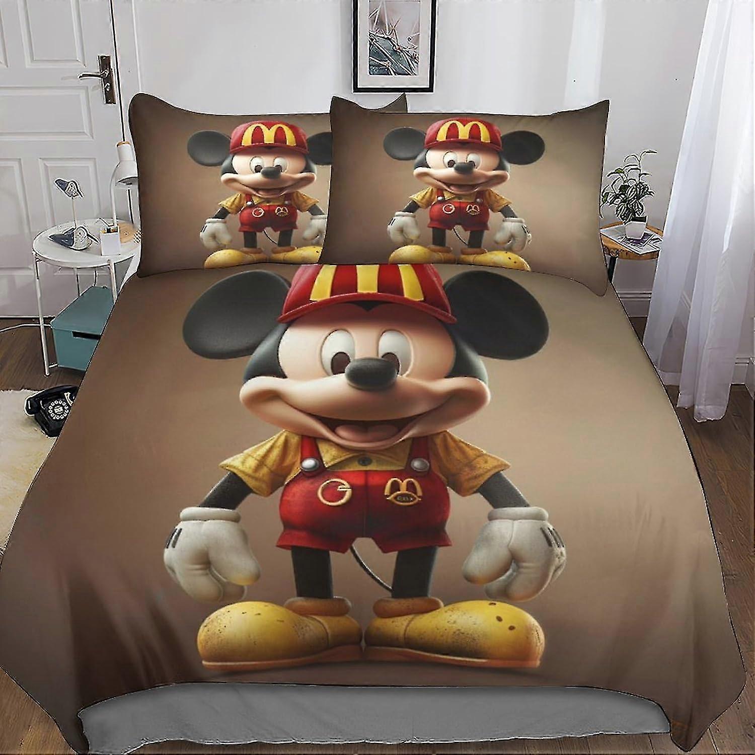 Mickey Mouse Premium Duvet Cover Set with Hidden Zipper Closure - Microfiber Cartoon Bedding Set with 3D Print And Pillowcases - Perfect for