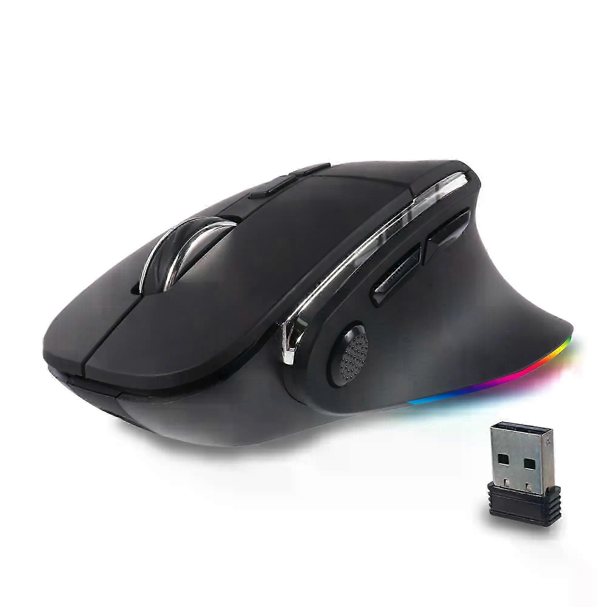 Wireless Dual-mode Rechargeable RGB Backlight Ergonomic Mouse for Office Use