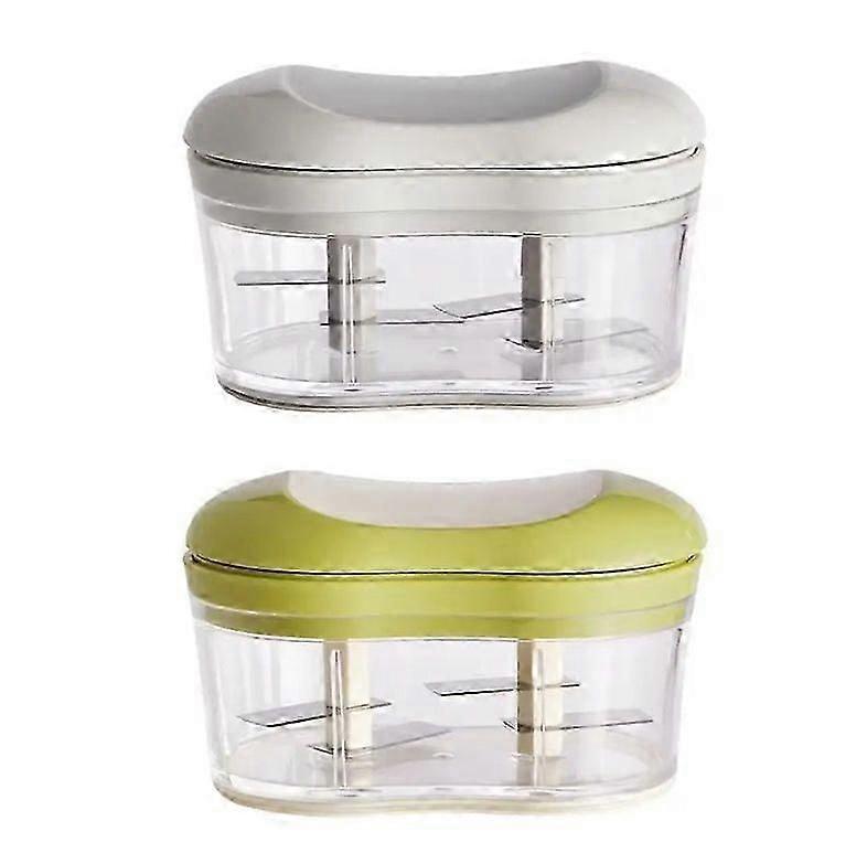 2 Color Food Chopper Manual Garlic Mincer Onion Vegetable Chopper Easy to Hand Push Cut