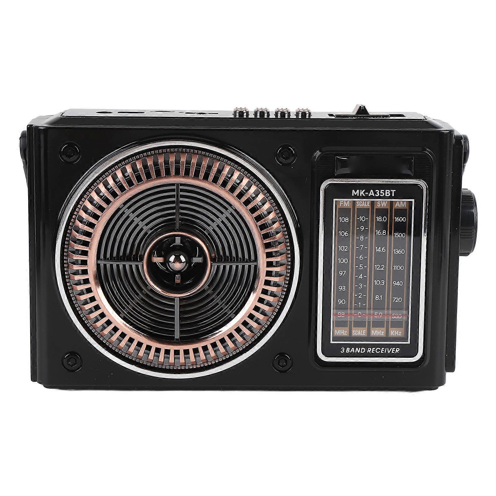 Portable 4-in-1 AM FM Shortwave Radio with Bluetooth and Memory Card Support