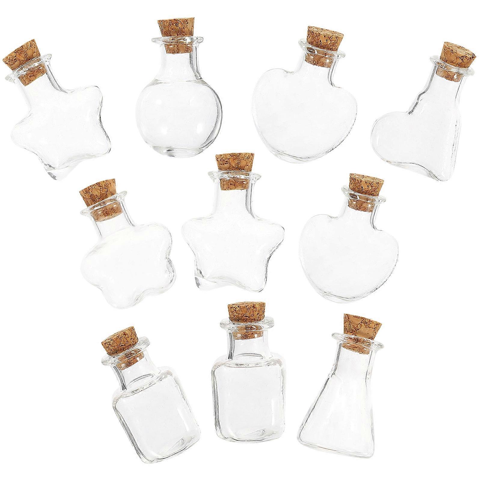 Decorative Glass Bottles Glass Container With Cork Lid For Gifting 10Pcs