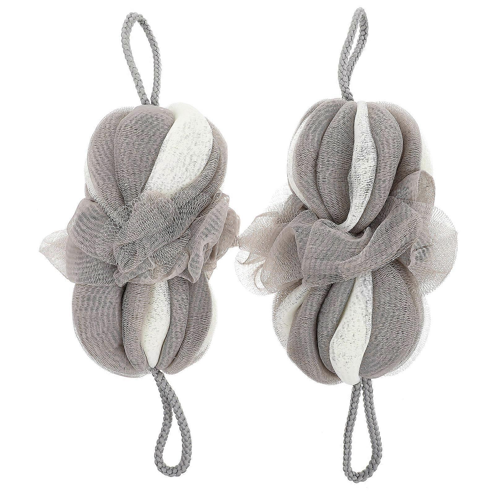 2Pcs Practical Long Shower Balls Lovely Supple Bath Flowers Foaming Bath Ball