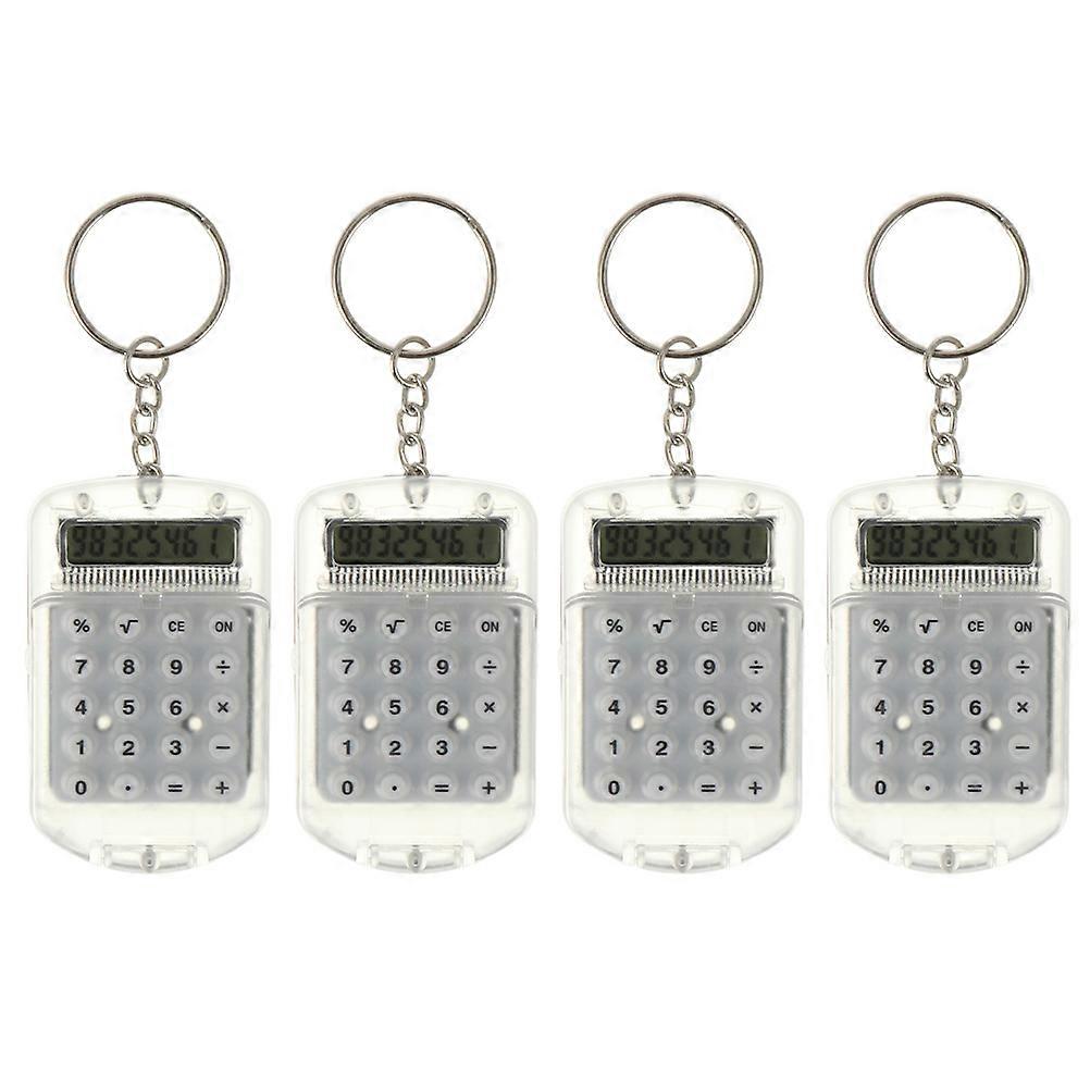 4pcs Ring Calculator Set   Durable Pocket Electronic Calculators for Students with Transparent Keychain Design for Daily Use