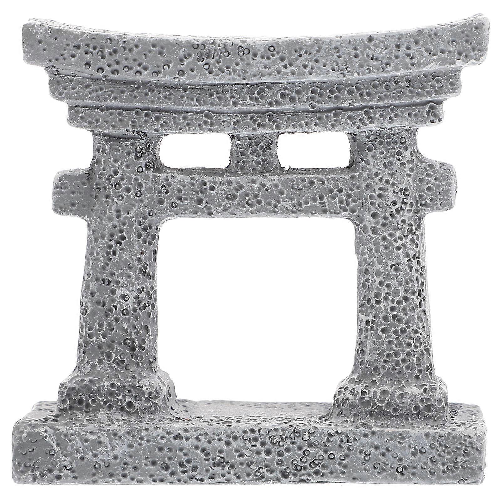 Shape Miniature Resin Japanese Gate Doll Home Decoration Accessory Dark Grey 5.5X5.5X2CM 1Set