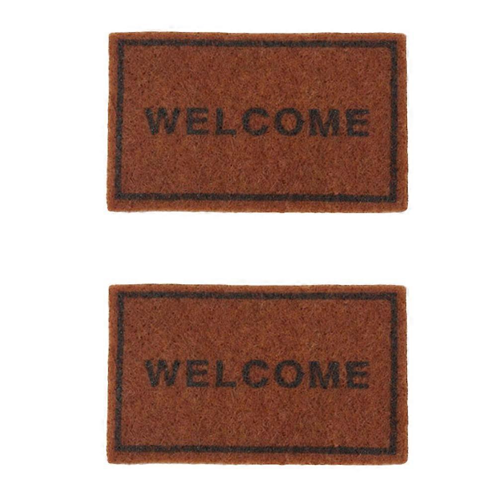 Carpet Small Mini Carpet Model Rectangular House Decorative Scene Layout Brown 6.2X3.9CM Simple and Elegant 2Pcs