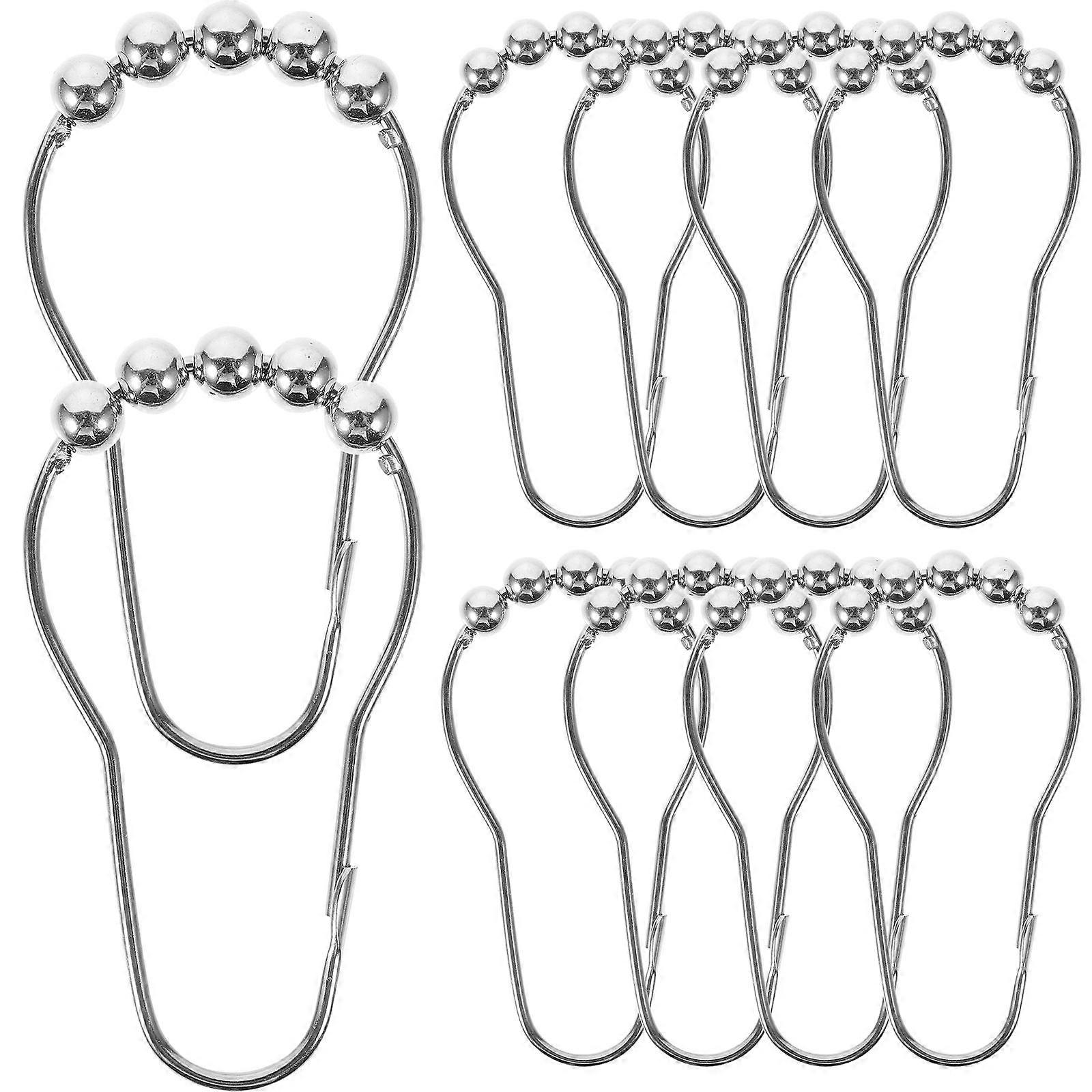24PCS Decorative Shower Curtain Rings with Beads Hooks for Easy Glide Installation Resistant Bathroom Accessories