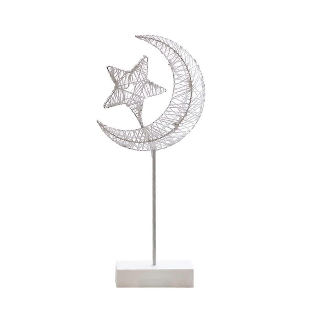 Christmas Ornament Light Night Lamp Star Moon Pattern Rattan Modelling Decor
