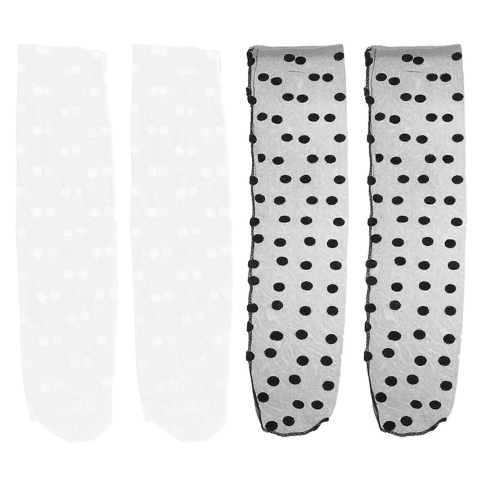 Creative Tulle Socks Thin Sheer Socks Middle Calf Length For Girls 2Pairs