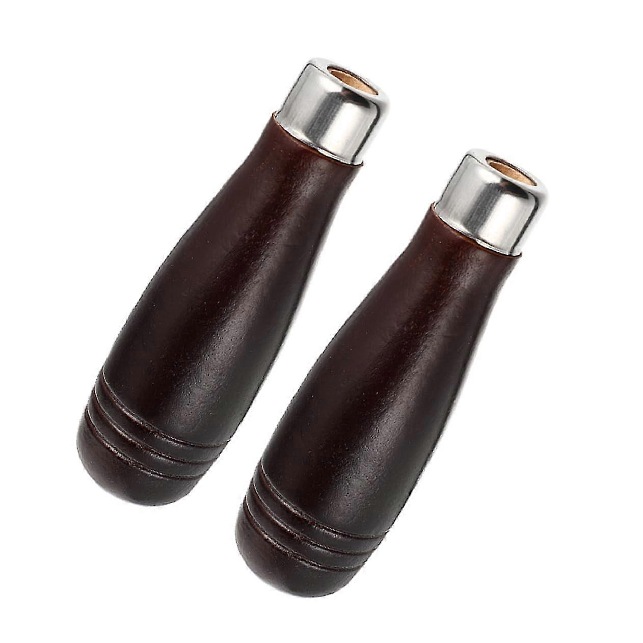 Wood File Handles 2-Pack with Metal Rings, Ergonomic Durable Wood Grips for Files, Screwdrivers, and Crafts