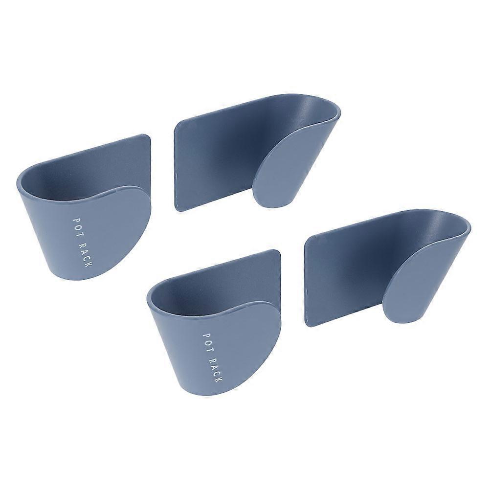 1 Set 4pcs ABS No Drill Kitchen Pot Lid Storage Rack Pot Lid Holder (Blue)