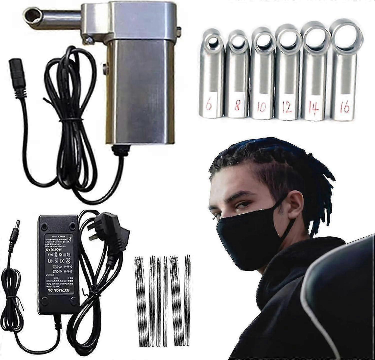 6-16mm Mini Handheld Dreadlock Maker, Portable Twist Braiding Making Machine - 6 Replacement Head, D