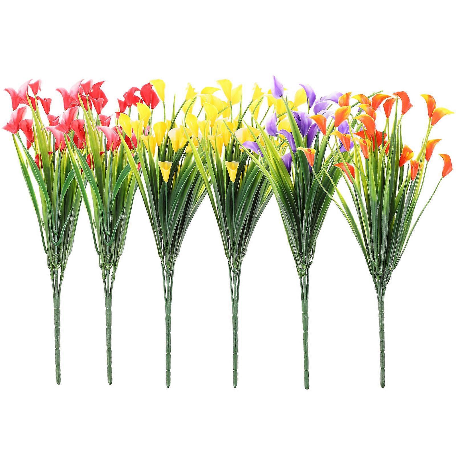 Assorted Color Artificial Flowers for Decoration 6Pcs Plastic Simulation Flowers