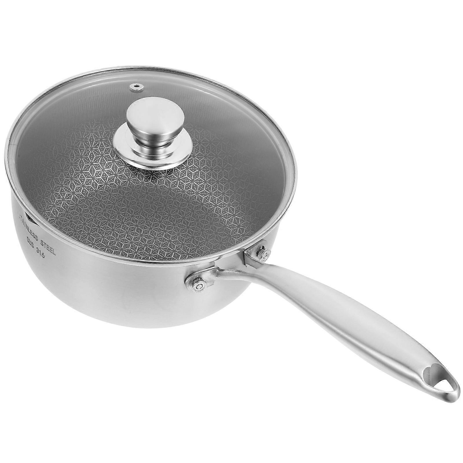 Kitchen Cookware Small Pots Stainless Steel Home Cooking Crowds Silver Color Thickened Bottom for Better Heat Conduction 1Set