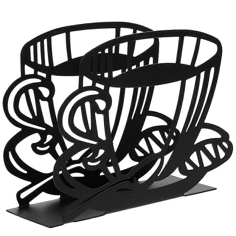 Black Iron Vertical Napkin Holder for Storage Use with Design and Smooth Edges 7.87 Inches