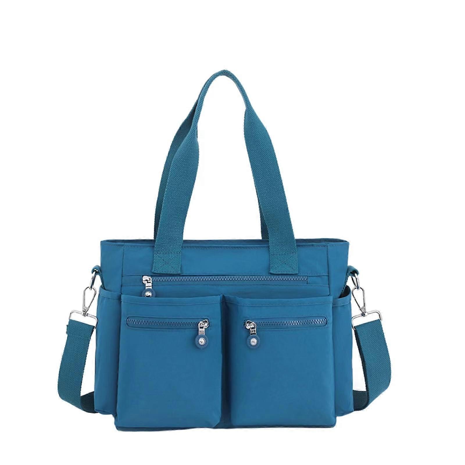 Light Blue Versatile Shoulder Bag with Multiple Pockets
