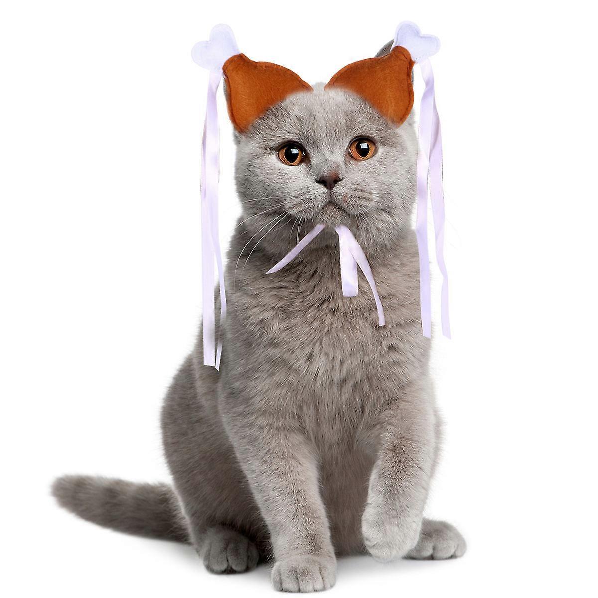 Headband For Pet Chicken Leg Shape Performance Accessory Non-Woven Material White Color 2Pcs
