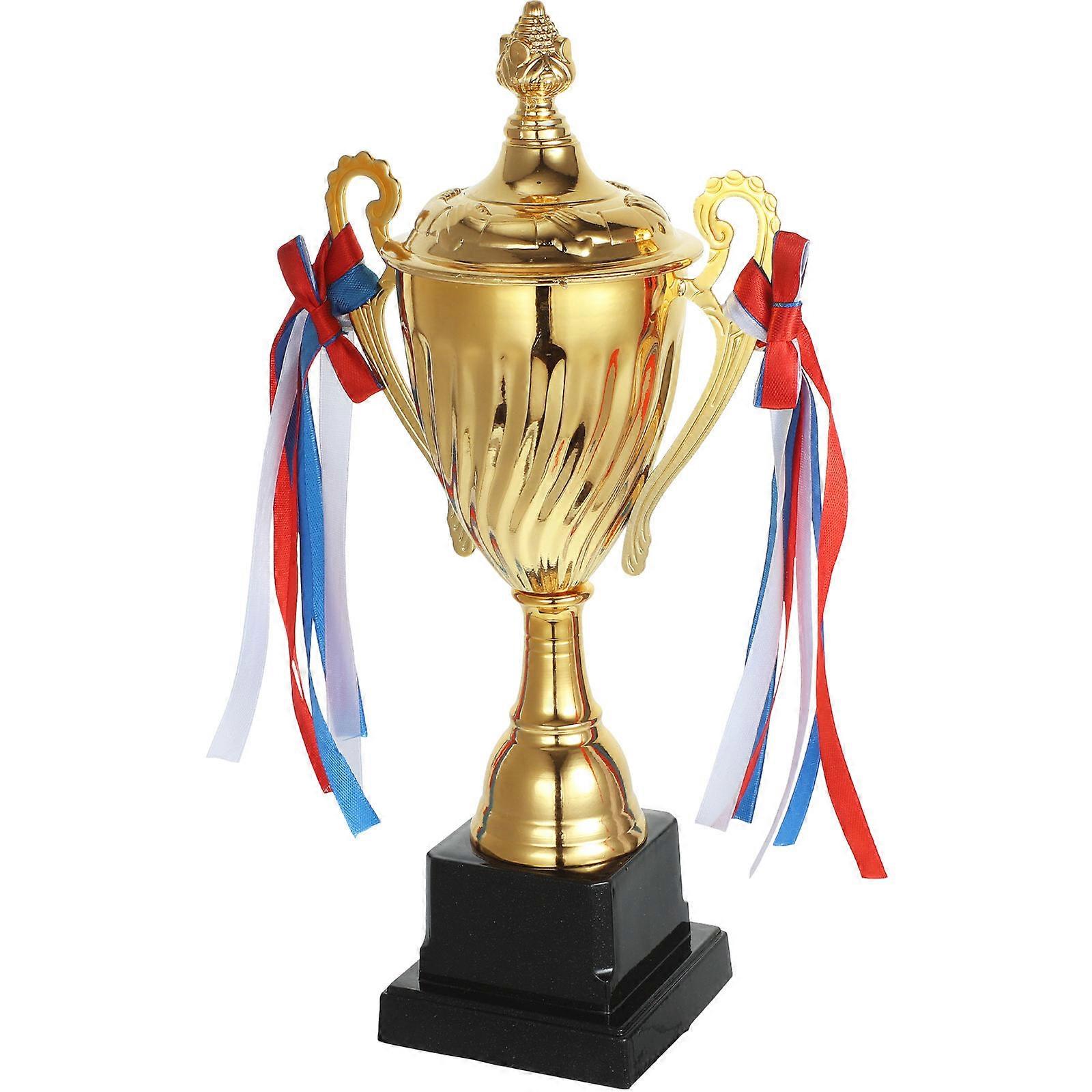 Black Plastic Base Honor Trophy Award Recognition 32.5x9x9cm 1Set