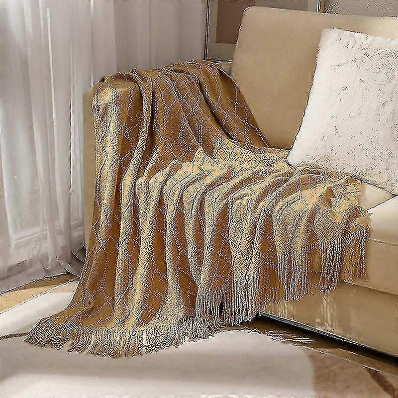 Soft weighted throw blanket for sofa bed - Nordic knitted decor plaid