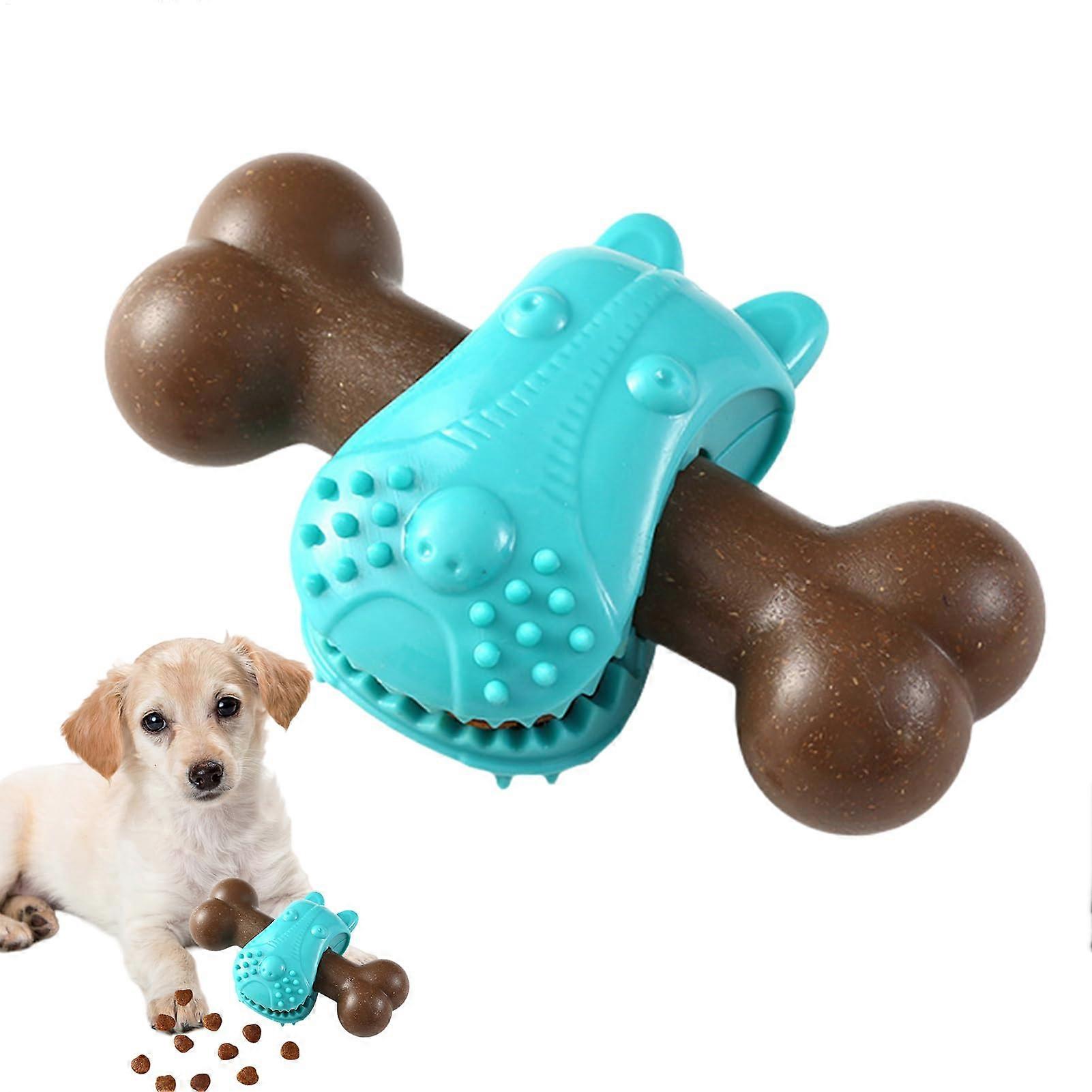 Dog Chew Toy for Oral Care, Interactive Slow Feeder Puzzle, Blue Kettle Bone for Indoor and Outdoor Use, Chewing Stimulator