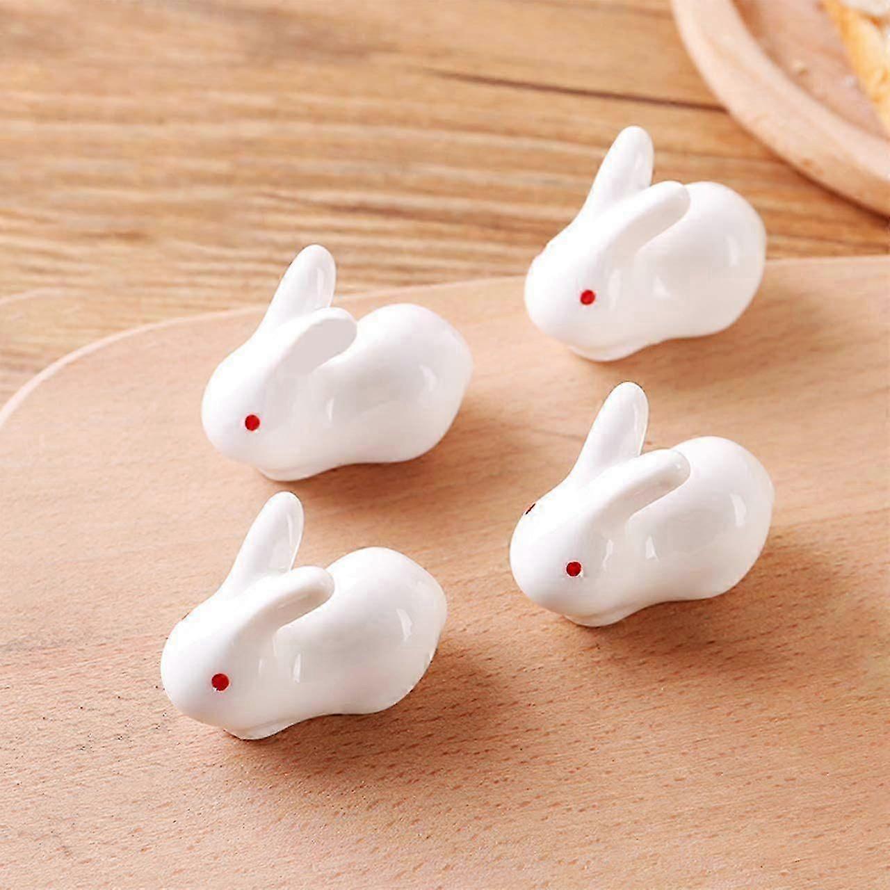 8 pcs Mini Cute Rabbit Ceramic Chopsticks Stand Rest Rack Spoon Fork Knife Holder