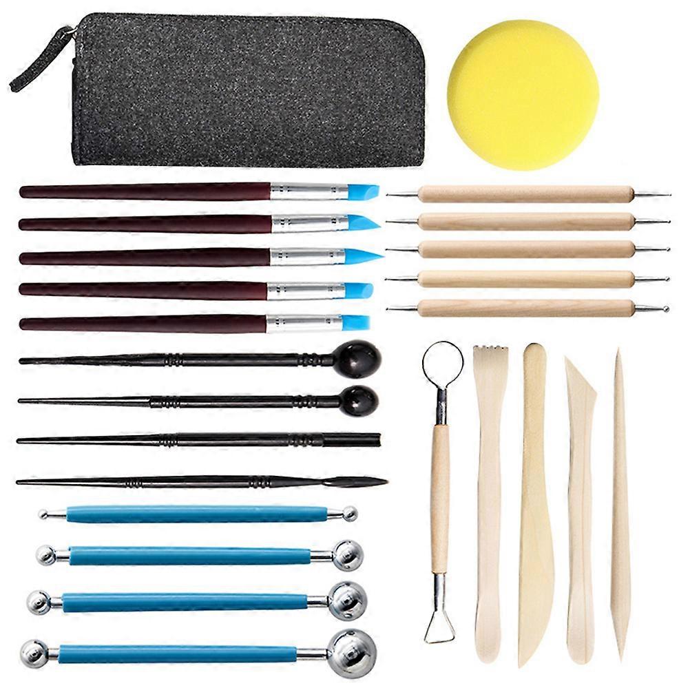 Clay Tool 1 Set Of 25 Pcs Essential Pottery Tools For Beginners And Professionals In Assorted Color