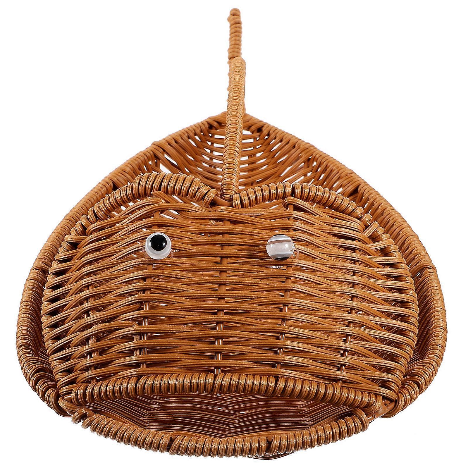 Fish Shaped Woven Rattan Look Basket for Home Storage and Food Display – Versatile Organizer for Fruits, Vegetables, and Snacks