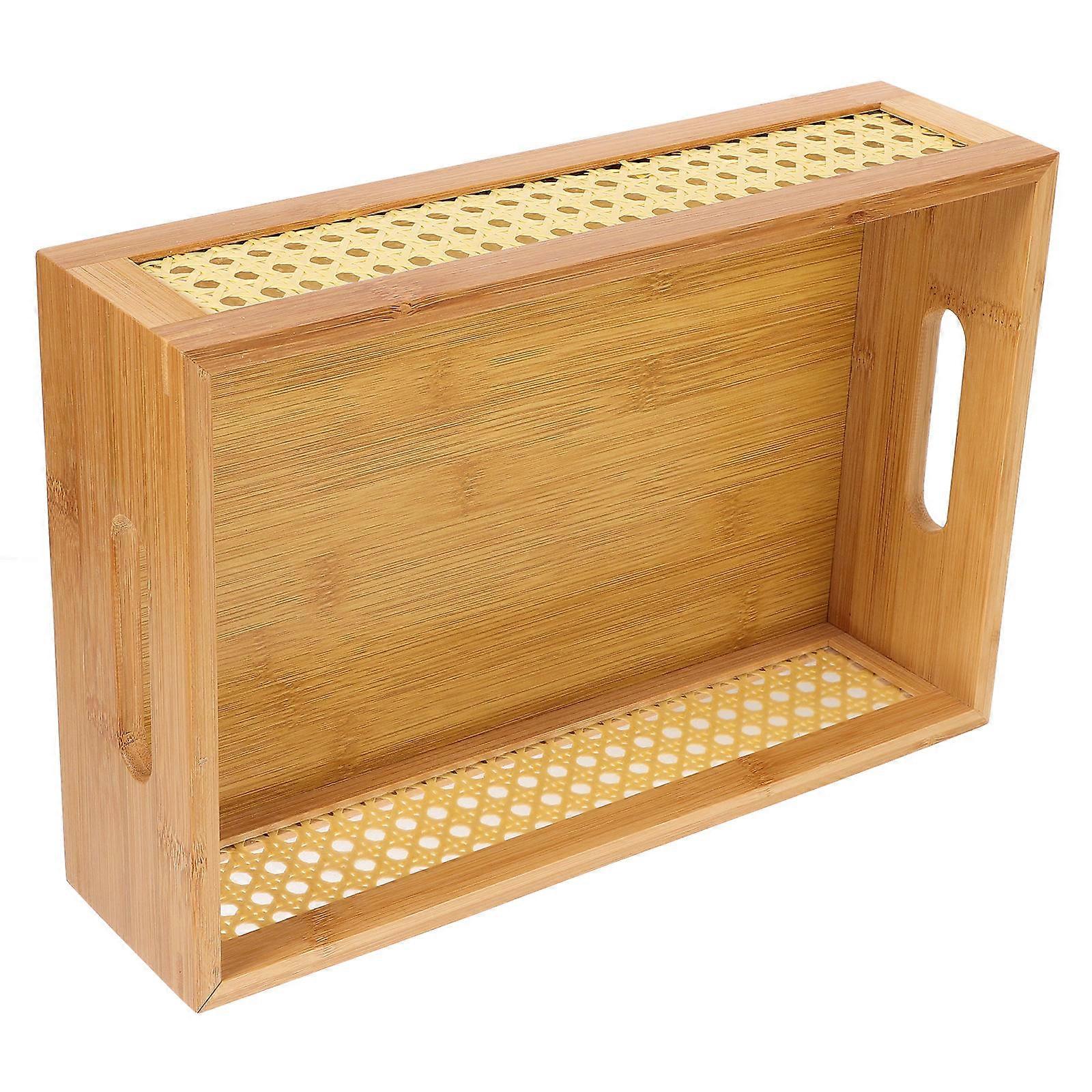 Masteelf Storage Basket Handmade Bamboo Woven Storage Bin Desktop Sundries Storage Box L