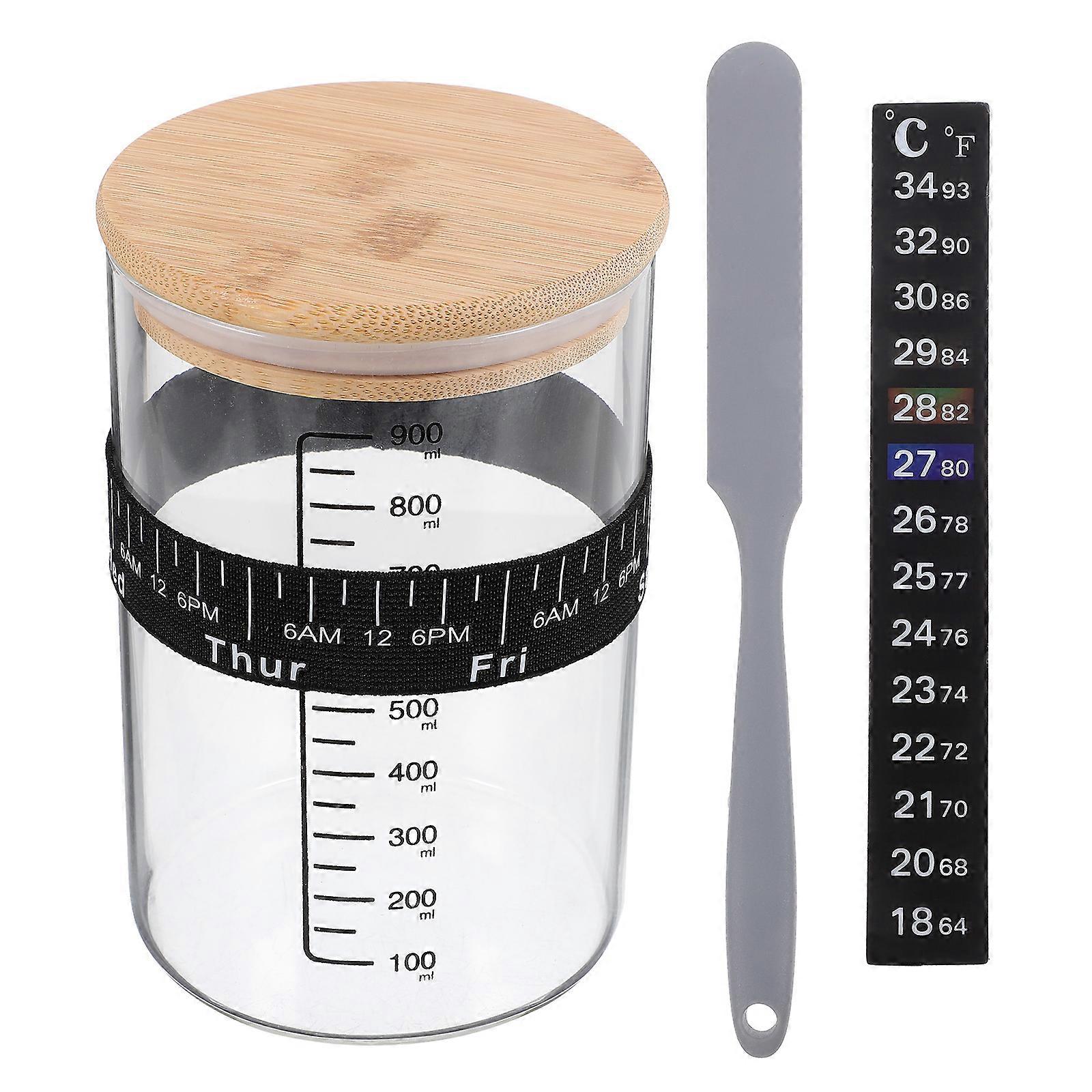 Sourdough Kit Sourdough Starter Jar Wide Mouth Professional Bakers Kitchen Use Silicone Spatula Shape Sealed Storage 16.00X10.30X10.30CM 1 Set